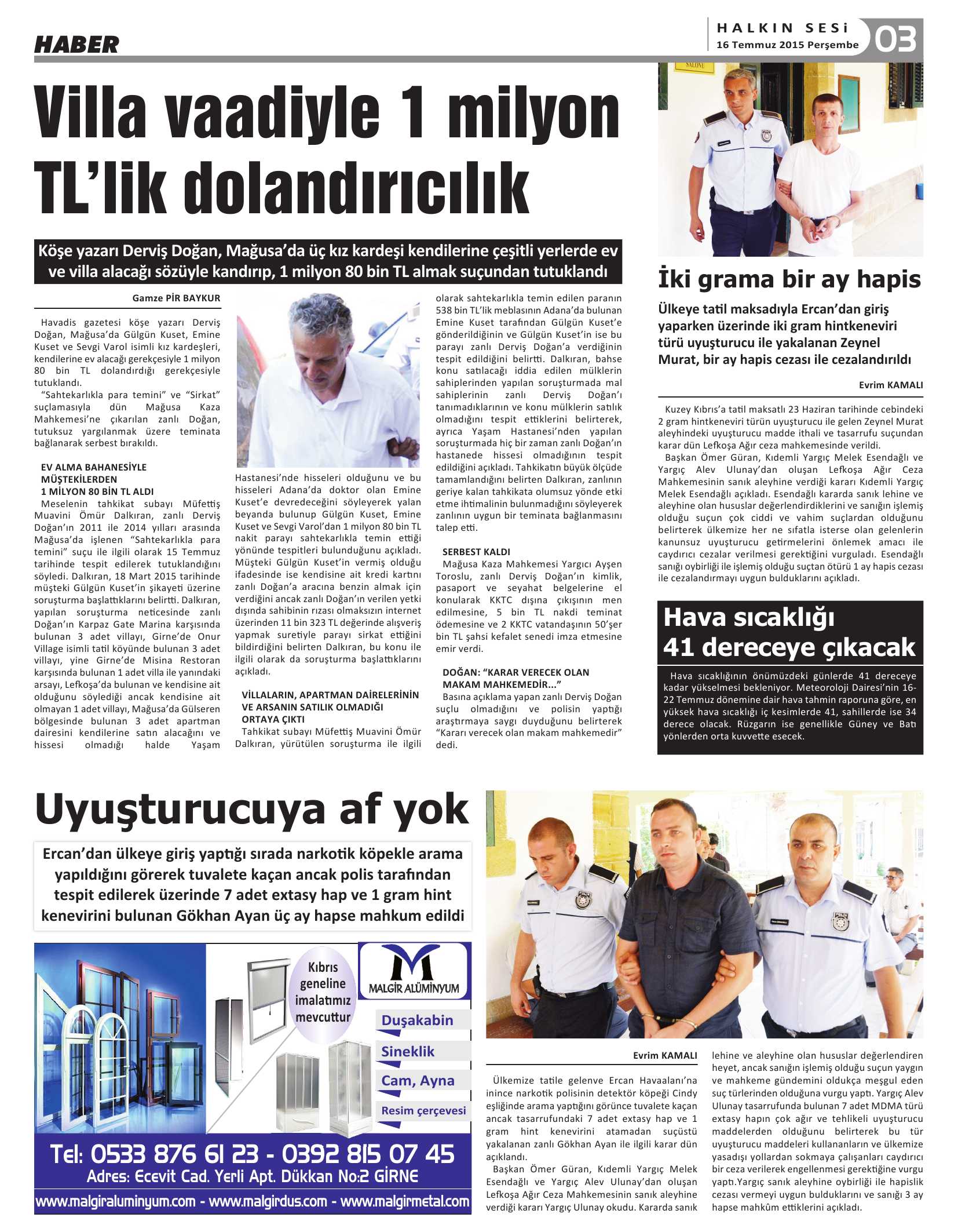 31 Temmuz 2015 Tarihli Gazetemiz