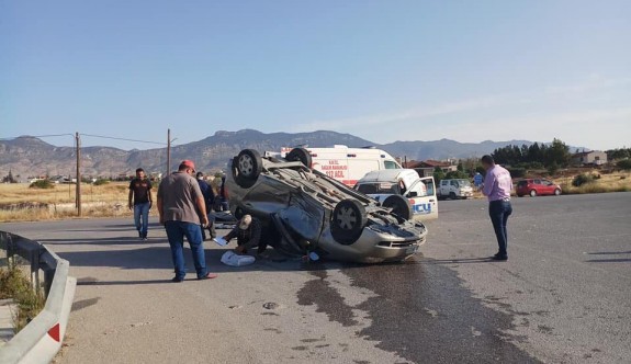 Ercan - İskele Anayolundaki kaza ucuz atlatıldı