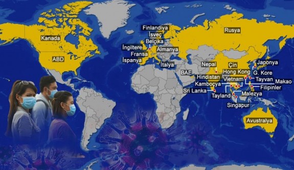 Corona virüsünün yayıldığı ülkeler