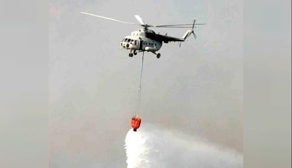 Güney'den yangın helikopteri de müdahale ediyor