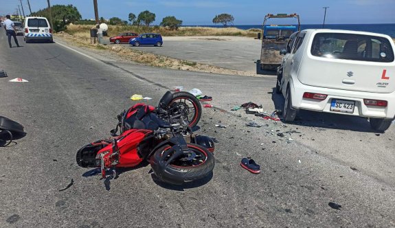 Motosiklet sürücüsü ağır yaralandı