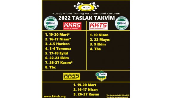 KKTOK 2002 Yılı yarış taslak takvimi açıklandı