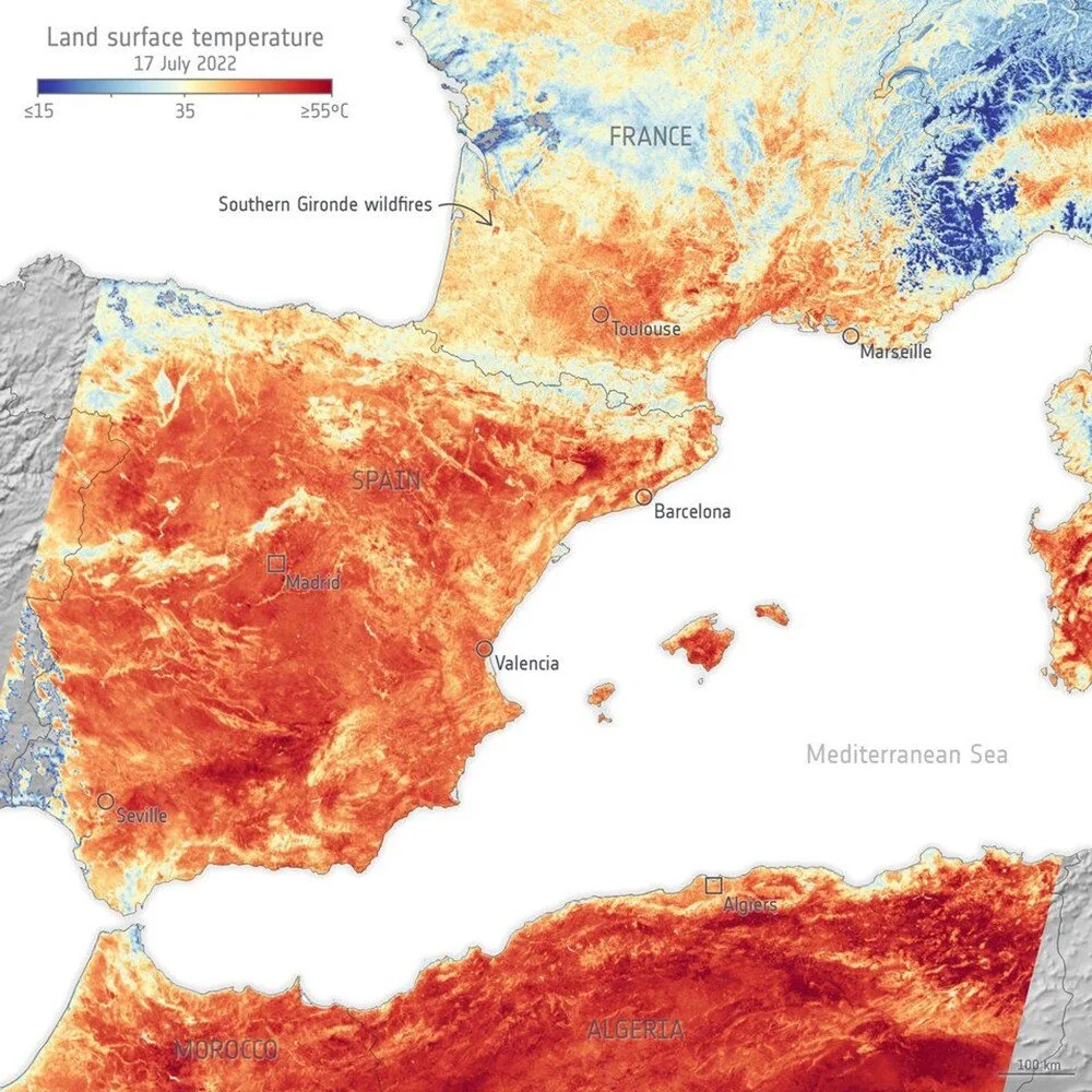 Avrupa'daki orman yangınları uzaydan görüntülendi
