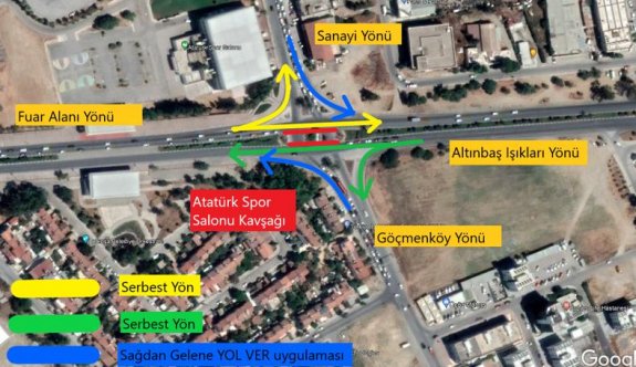 Atatürk Spor Salonu Kavşağı sinyalizasyon sistemi 6 saat kapatılacak