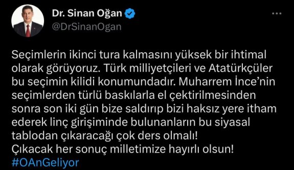 Sinan Ogan'dan önemli paylaşım