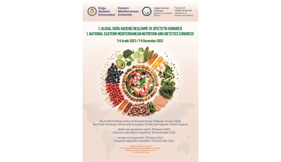 1. Ulusal Doğu Akdeniz Beslenme ve Diyetetik Kongresi 7-9 Aralık’ta…