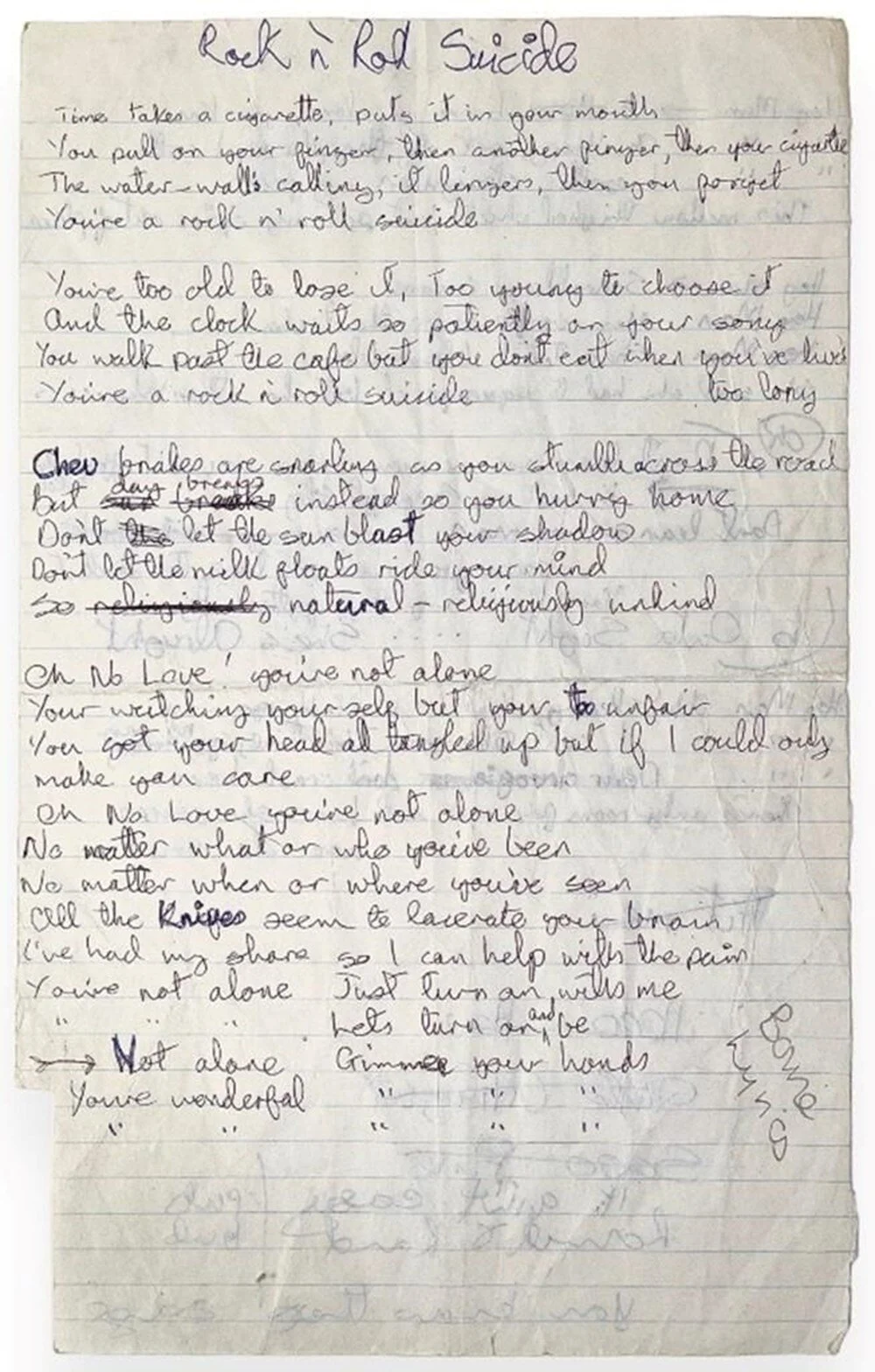 David Bowie'nin el yazısı şarkı sözüne 126 bin dolar