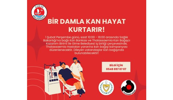 Girne Belediyesi’nde halka açık kan bağış kampanyası yapılıyor
